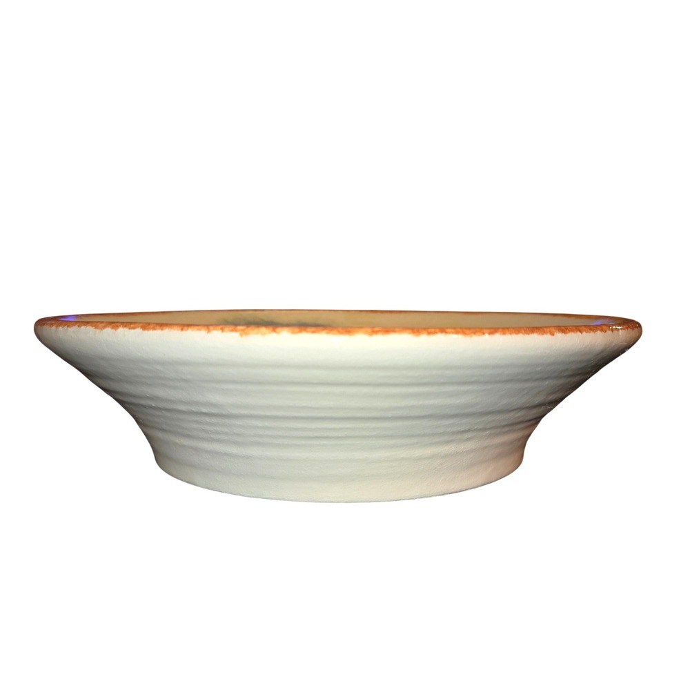 Williams Sonoma Jardin Potager 10" Pasta Bowl Italy Tan Eggplant Ribbed Ceramic - Picture 7 of 10